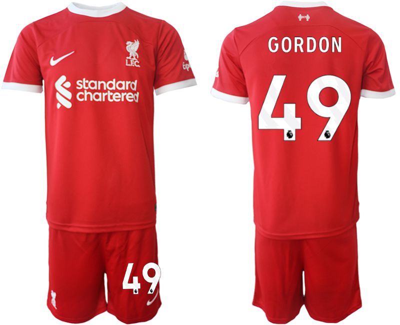 Men 2023-2024 Club Liverpool home red #49 Soccer Jersey